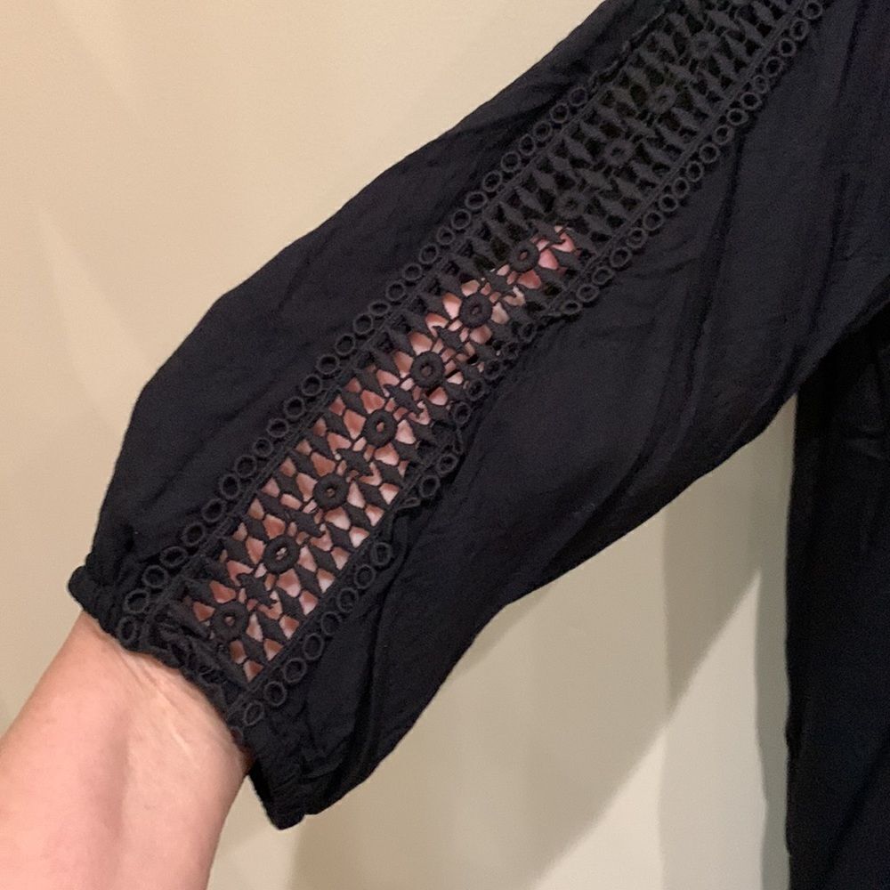 Sharagano Black Top with lace insets